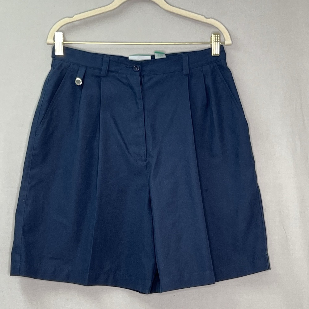 Vtg 90's Liz Claiborne Golf Shorts Womens 12‎ Navy High Rise Pleated 7.5" inseam